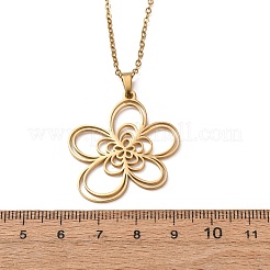 Colliers à pendentif fleur en acier inoxydable 304 avec chaîne câble pour hommes et femmes&nbsp;NJEW-K308-05B-G