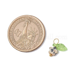 10 breloque fleur en jaspe dalmatien naturel&nbsp;PALLOY-JF03765-04