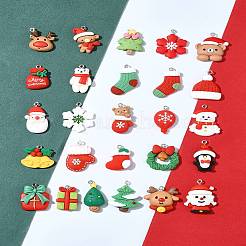 26pcs 26 Arten Weihnachtsthema-undurchsichtige Harzanhänger&nbsp;RESI-FS0001-74