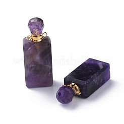 Facettierte natürliche Amethyst zu öffnende Parfümflasche Anhänger&nbsp;G-P435-C-02G