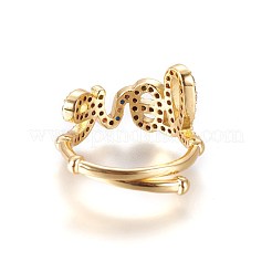 Einstellbare messing micro pave zirkonia fingerringe&nbsp;RJEW-L086-04G