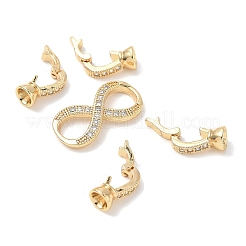 Micro pavé di ottone trasparente cubic zirconia piegato su fermagli&nbsp;KK-U059-32G