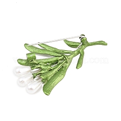 Broches de solapa de aleación con forma de flor y perlas de imitación&nbsp;JEWB-B037-01A