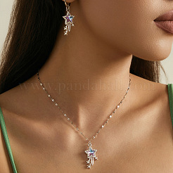 Aolly Halsketten- und Ohrring-Set mit Strass-Sternanhänger für Damen&nbsp;FS-WGC456D-01