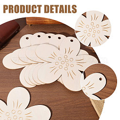 Unfertige Blumenanhänger aus Holz&nbsp;AJEW-WH0270-733