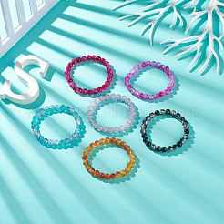 6 pièces 6 couleurs bling verre rond perlé bracelets extensibles ensemble pour les femmes&nbsp;BJEW-JB08973
