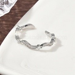 Micro cuivres ouvrent zircone cubique anneaux de manchette&nbsp;RJEW-H256-04P