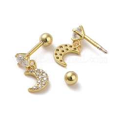 925 Ohrringe aus Sterlingsilber mit Mikropavé-Kubikzirkonia für Damen&nbsp;EJEW-E307-08G