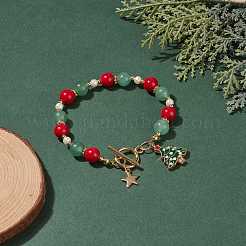 Emaille-Armband aus Weihnachtsbaum- und Sternlegierung&nbsp;BJEW-TA00154