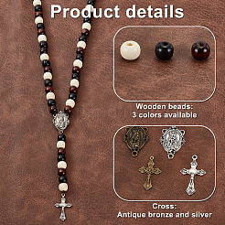 Kit per la creazione di collane e braccialetti in stile rosario di legno con perline&nbsp;DIY-PH0021-64