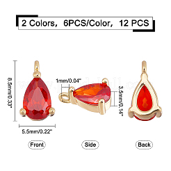 12 ciondolo in ottone placcato oro 2k in 18 colori&nbsp;ZIRC-FH0001-16