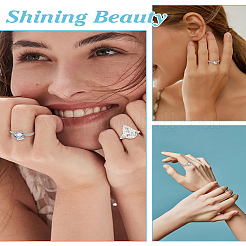 4 Stück verstellbare Fingerringe aus Messing mit Mikropflaster und Zirkonia für Damen&nbsp;RJEW-LP0001-26