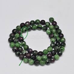 Facettes rubis naturel ronde brins de perles zoisite&nbsp;G-F289-11-5mm