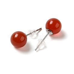 Orecchini a bottone con corniola naturale&nbsp;G-B075-02P-06