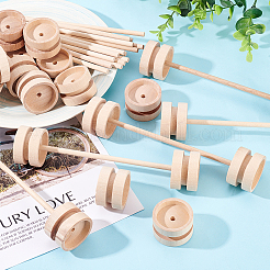 Roues de véhicule en bois de schima non finies et ensembles de bâtons en bois de bouleau&nbsp;DIY-WH0308-326A