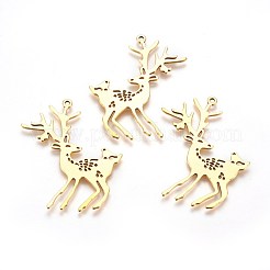 Alliage de style tibétain rennes de Noël / cerf grands pendentifs&nbsp;X-PALLOY-A13182-AG-RS