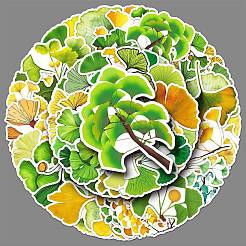 50 pieza de pegatinas de PVC con forma de hoja de ginkgo&nbsp;PW-WG26859-01