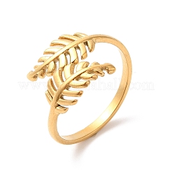 Bague ouverte en acier inoxydable 304 avec placage ionique (IP) pour femme&nbsp;RJEW-K245-40G