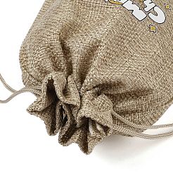 Bolsas de embalaje de arpillera impresas navideñas bolsas con cordón&nbsp;ABAG-Q053-02B-12