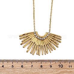 Collar con colgante de abanico de rhinestone de cristal de acero inoxidable 304 para mujer&nbsp;NJEW-U032-03G