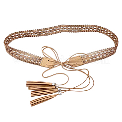 Ceintures bohèmes à chaîne et pompons en similicuir&nbsp;AJEW-WH20033-096AS-D