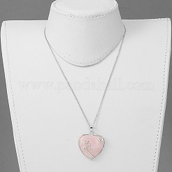 Ottone rosa naturale delle collane del pendente di quarzo&nbsp;NJEW-JN01274-01