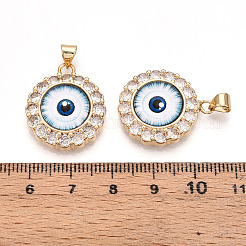 Pendentifs en laiton micro pavé de zircones cubiques transparentes pour femmes&nbsp;KK-T070-92A-01
