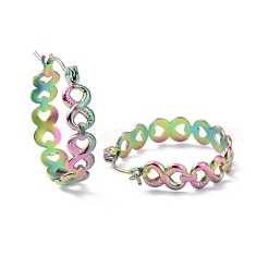 Ionenplattierung (IP) Regenbogenfarbene Infinity-Creolen aus 304 Edelstahl für Frauen&nbsp;EJEW-G293-28M