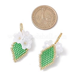 Orecchini a leva con fiori e perline di vetro fatti a mano&nbsp;EJEW-MZ00487-04