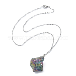 Collar con colgante de pepita de piedra preciosa mixta natural con cadenas de acero inoxidable 304&nbsp;NJEW-JN04385