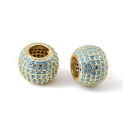 Perline europee in ottone con micro pavé di zirconi cubici azzurri&nbsp;CU-CBA9CBD-04G