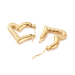 Orecchini a cerchio a forma di cuore in acciaio inossidabile 304 con placcatura ionica (ip) per donna&nbsp;EJEW-K242-02G