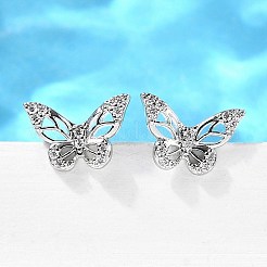 Micro en laiton papillon pavent zircone cubique boucles d'oreille&nbsp;EJEW-D304-34P