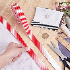 Cinta al bies de doble pliegue de poliéster con estampado de rayas&nbsp;OCOR-WH0036-33B