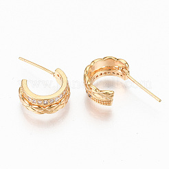 Pendientes de aro de circonita cúbica transparente con micro pavé de latón&nbsp;KK-R117-034A-NF