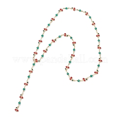 Halsketten aus Messing mit Emaille und roten Kirschen für Damen&nbsp;NJEW-JN05756