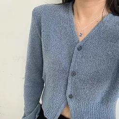 Stahlblaue Tropfen-Halsketten aus Messing mit Kunststoffanhänger für Damen&nbsp;FS-WG80BCE-01