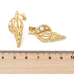 Orecchini a forma di conchiglia in acciaio inossidabile 304&nbsp;EJEW-M073-13G-02