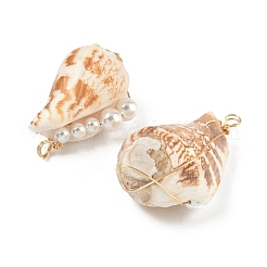 Natürliche Muschelschalenanhänger mit Kupferdrahtumwicklung&nbsp;PALLOY-TA00200
