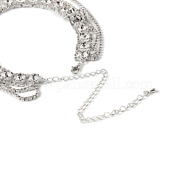 Colliers en laiton avec pompon rond plat et strass pour femmes&nbsp;NJEW-M104-01S-02