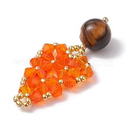 Pendentifs tissés en œil de tigre naturel et perles de verre&nbsp;PALLOY-MZ00364-05
