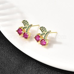 Pendientes colgantes de latón con micropavé de circonitas cúbicas&nbsp;EJEW-L305-07G