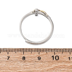 Anillos de dedo ajustables de latón con micro pavé de circonita cúbica transparente para mujer&nbsp;RJEW-S624-03PG
