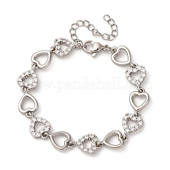 Messing-Gliederarmbänder mit Mikropflaster und klaren Zirkonia für Damen&nbsp;BJEW-D342-03P