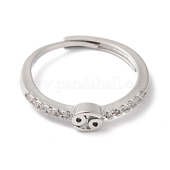 Anelli regolabili costellati in ottone con placcatura a cremagliera con zirconi trasparenti da donna&nbsp;RJEW-S407-08P-11