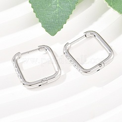 Pendientes de aro cuadrados de acero inoxidable 304 con circonitas cúbicas transparentes&nbsp;EJEW-L307-09P