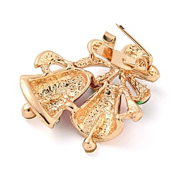 Weihnachtsthema goldene Zinklegierung mit Strassbroschen&nbsp;JEWB-B018-01G-08