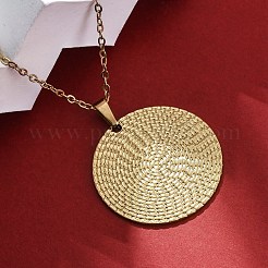 Collares colgantes planos y redondos de acero inoxidable 304&nbsp;NJEW-M096-28G