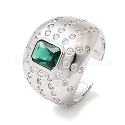 Offene Manschettenringe aus Messing mit Mikropavé und Zirkonia für Damen&nbsp;RJEW-L343-03P-04