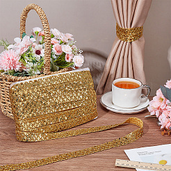 Polyester mit Spitzenbesatzband mit PVC-Pailletten&nbsp;OCOR-WH0101-91A